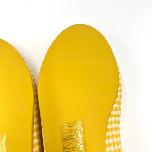 JCrew J.Crew Womens Size 8.5 Yellow White Gingham‎ Ballet Flats Shoes - Picture 9 of 11
